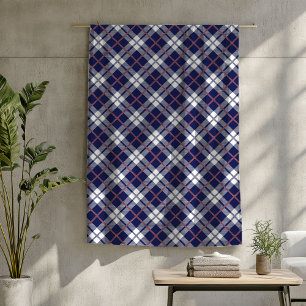 Warm Plaid Blanket in Coral and Navy Tartan Design