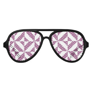 Warm Purple Geometric Deco Cube Aviator Sunglasses