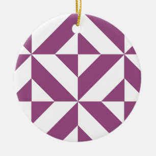 Warm Purple Geometric Deco Cube Ceramic Tree Decoration
