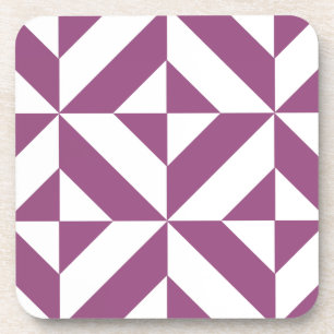 Warm Purple Geometric Deco Cube Coaster