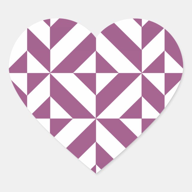 Warm Purple Geometric Deco Cube Heart Sticker (Front)