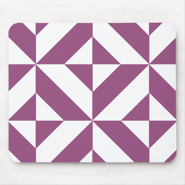 Warm Purple Geometric Deco Cube Mouse Pad (Front)