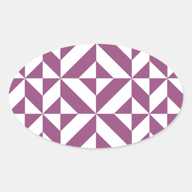Warm Purple Geometric Deco Cube Oval Sticker (Front)