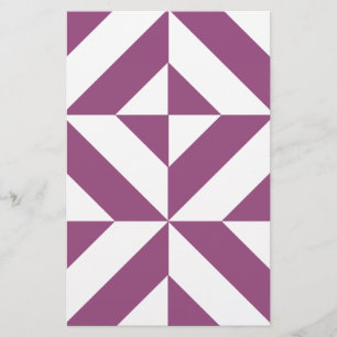 Warm Purple Geometric Deco Cube Stationery