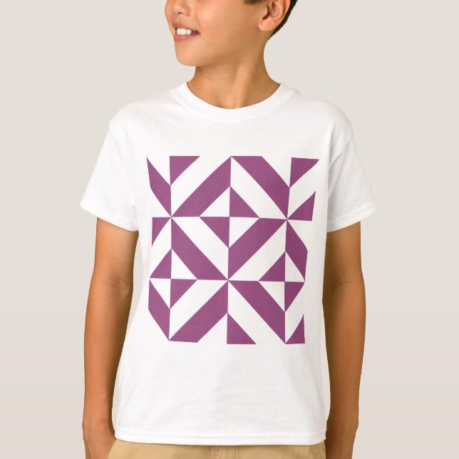 Warm Purple Geometric Deco Cube T-Shirt (Front)