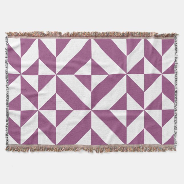Warm Purple Geometric Deco Cube Throw Blanket (Front)