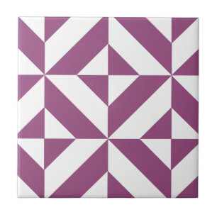 Warm Purple Geometric Deco Cube Tile