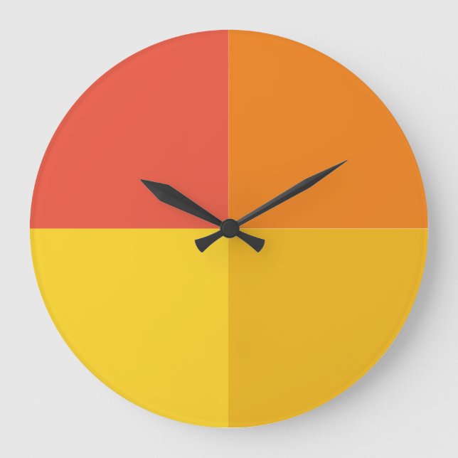 Warm rainbow geometric colour-block wall clock (Front)