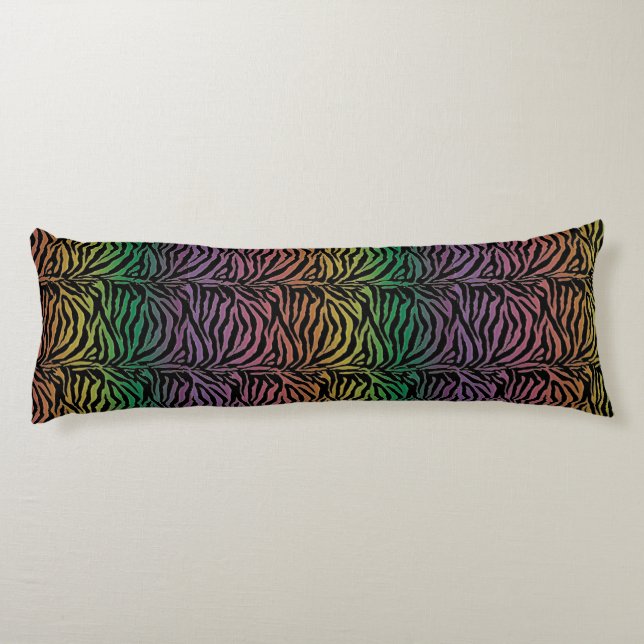 Warm Rainbow Tiger Animal Print Body Cushion (Back)