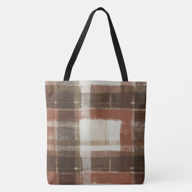 Warm Red Brown Cream Abstract Rectangles Tote Bag (Front)