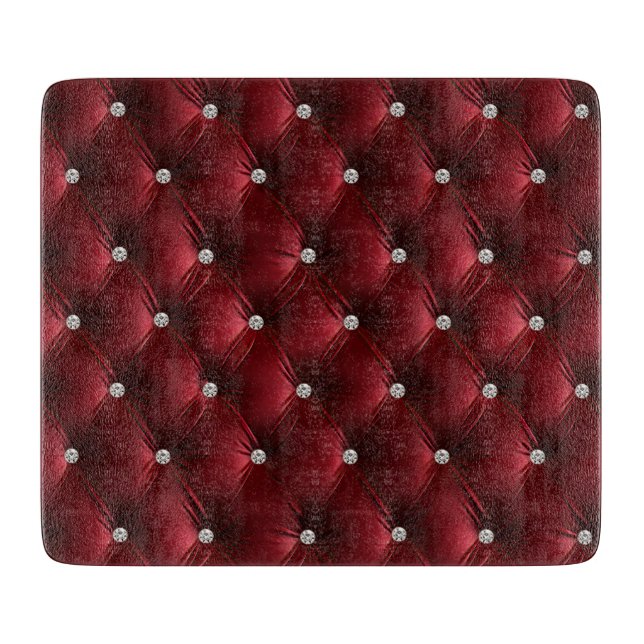 Warm Red Chic Faux Velvet Cutting Board (Front)