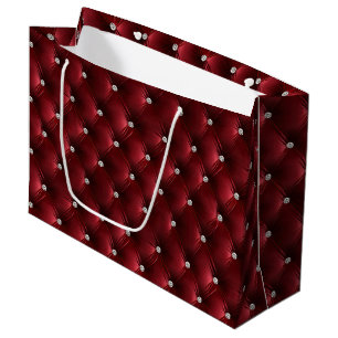 Warm Red Chic Faux Velvet Large Gift Bag