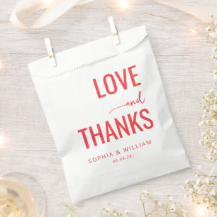 Warm Red Love Thanks Favour Bags