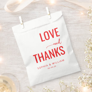 Warm Red Love Thanks Favour Bags