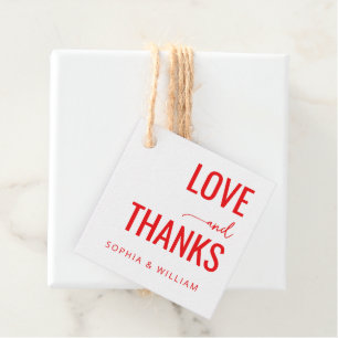 Warm Red Love Thanks Favour Tags