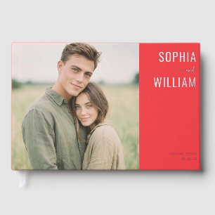 Warm Red Minimalist Photo Guest Book