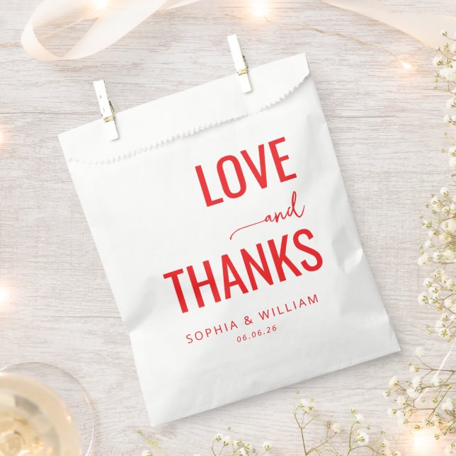 Warm Red Typographic Love Message Favour Bags (Clipped)