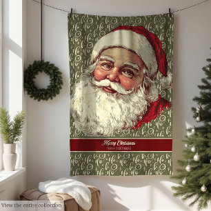 Warm Retro Santa Fleece Blanket for Christmas Fun