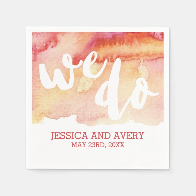 Warm Romance Watercolor Wedding Napkin (Front)