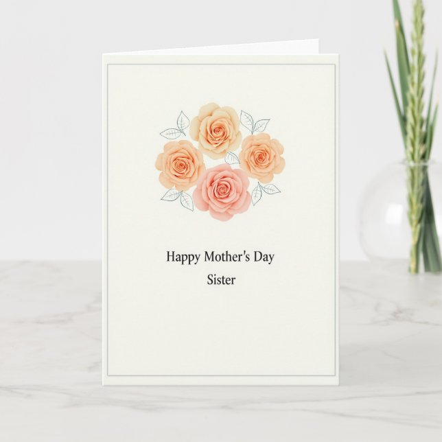 Warm Roses Mothers Day Card (Front)