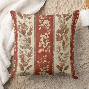 Warm Rust Hen Toile French Country Pattern Cushion