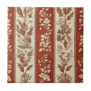 Warm Rust Hen Toile French Country Pattern Tile