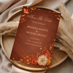 Warm Rustic Floral Autumn Save The Date