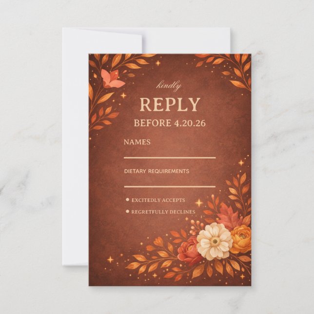 Warm Rustic Floral Guest Response (Front)