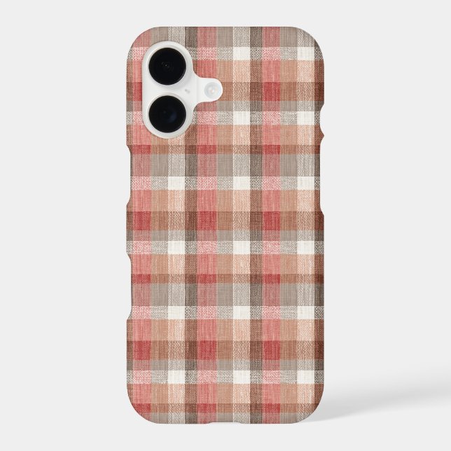 Warm Rustic Plaid Fabric Texture in Coral (Back)