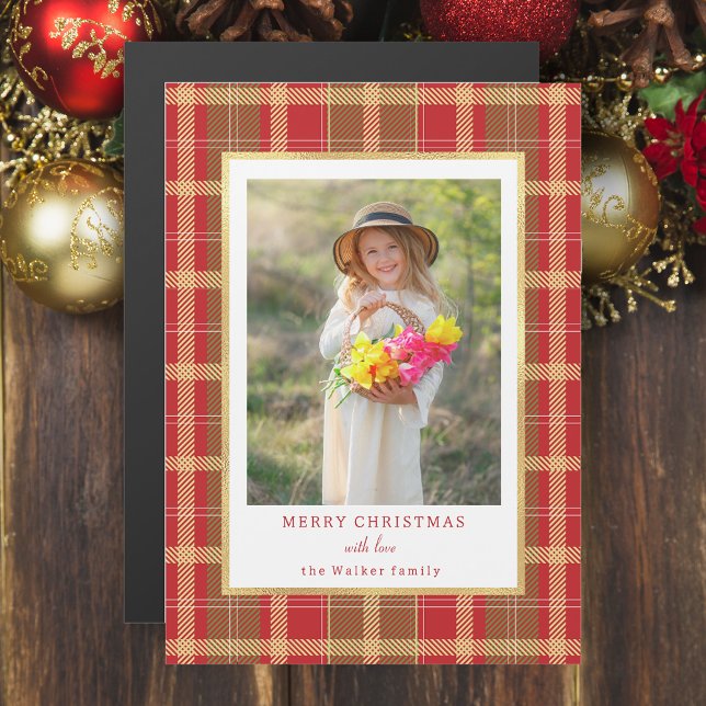 Warm Rustic Red & Gold Plaid Photo (Creator Uploaded)