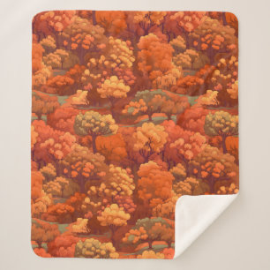 Warm Rustic Watercolor Fall Trees Boho Aesthetic Sherpa Blanket