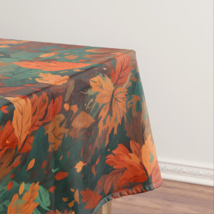 Warm Rustic Watercolor Leaves - Boho Aesthetic Tablecloth