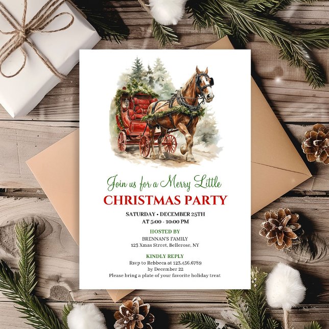 Warm rustic winter scene Christmas party invite (Warm rustic winter scene Christmas party invite)