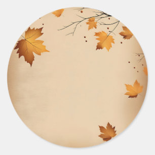 Warm Rustic with Autumn Leaves Classic Round Sticker