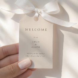 Warm Sand Minimalist  Wedding Welcome Gift Tags