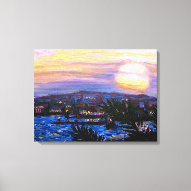 Warm Seas Sunset Canvas Print (Front)