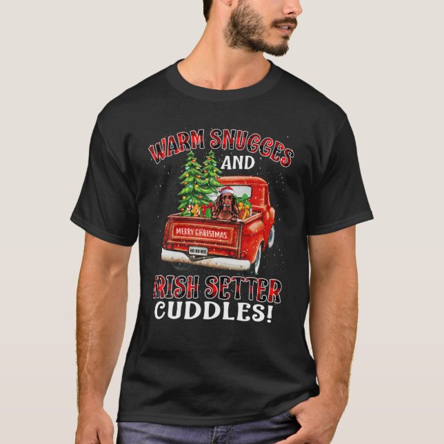 Warm Snuggles And Irish Setter Cuddles Truck Tree T-Shirt (Front)