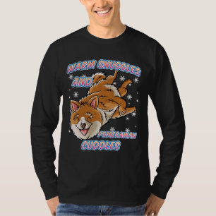 Warm Snuggles And Pomeranian Cuddles Dog Christmas T-Shirt