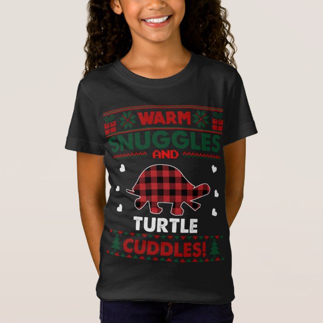 Warm Snuggles Turtle Lover Gifts Xmas Ugly Christm T-Shirt (Front)