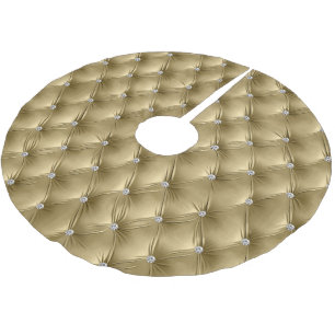 Warm Soft Gold Faux Velvet Brushed Polyester Tree Skirt