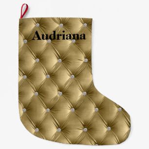 Warm Soft Gold Faux Velvet Large Christmas Stocking