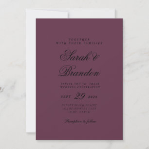 Warm Solid Colour Minimalist Script Wedding Invitation