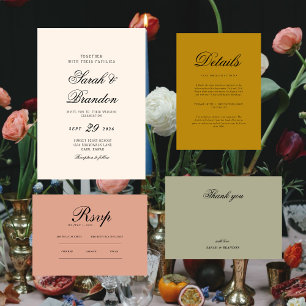 Warm Solid Colour Minimalist Script Wedding Invitation