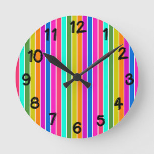 Warm Spring Stripes Round Clock
