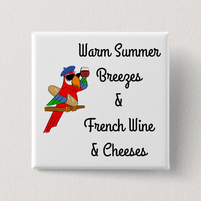 Warm Summer Breezes Parrot Button (Front)