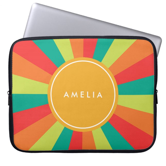 Warm Summer Personalised Name Colour Wheel Laptop Sleeve (Front)