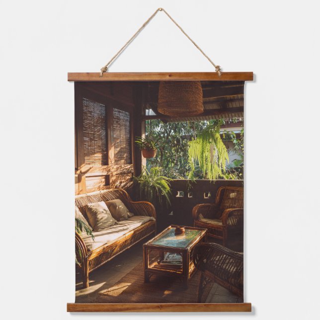 Warm Sun-Drenched Rustic Living Room Art Hanging Tapestry (Front)
