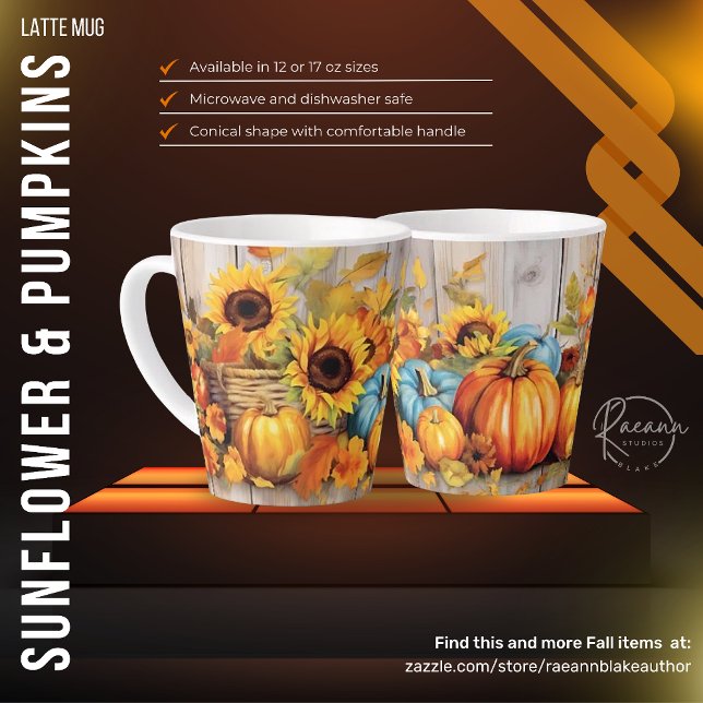 Warm Sunflowers and Pumpkins Latte Mug (Creator Uploaded)