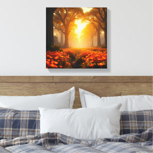 Warm Sunlight Wildflower Landscape Nature Canvas Print