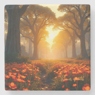 Warm Sunlight Wildflower Landscape Nature Stone Coaster
